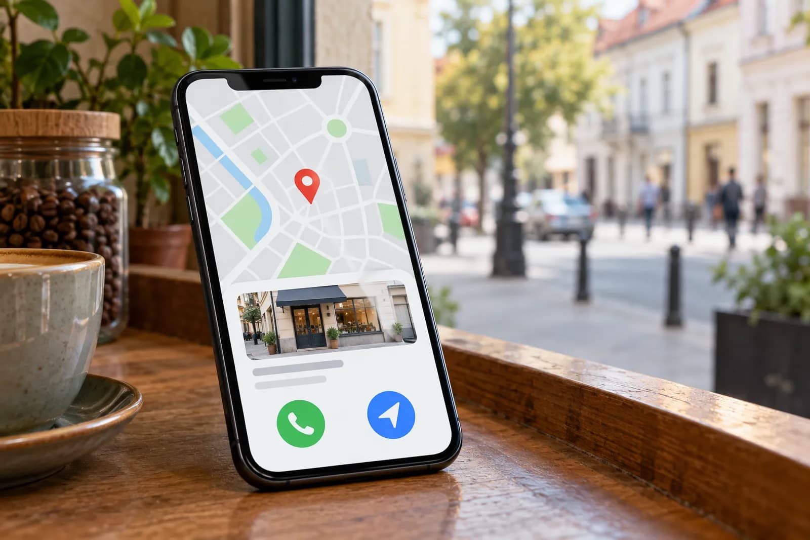 Profilul Google Business al unei firme locale pe telefon