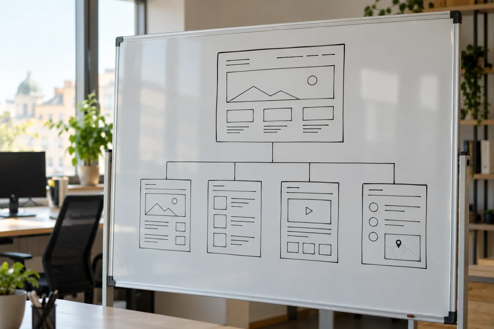 Structura paginilor unui site, desenată înainte de design